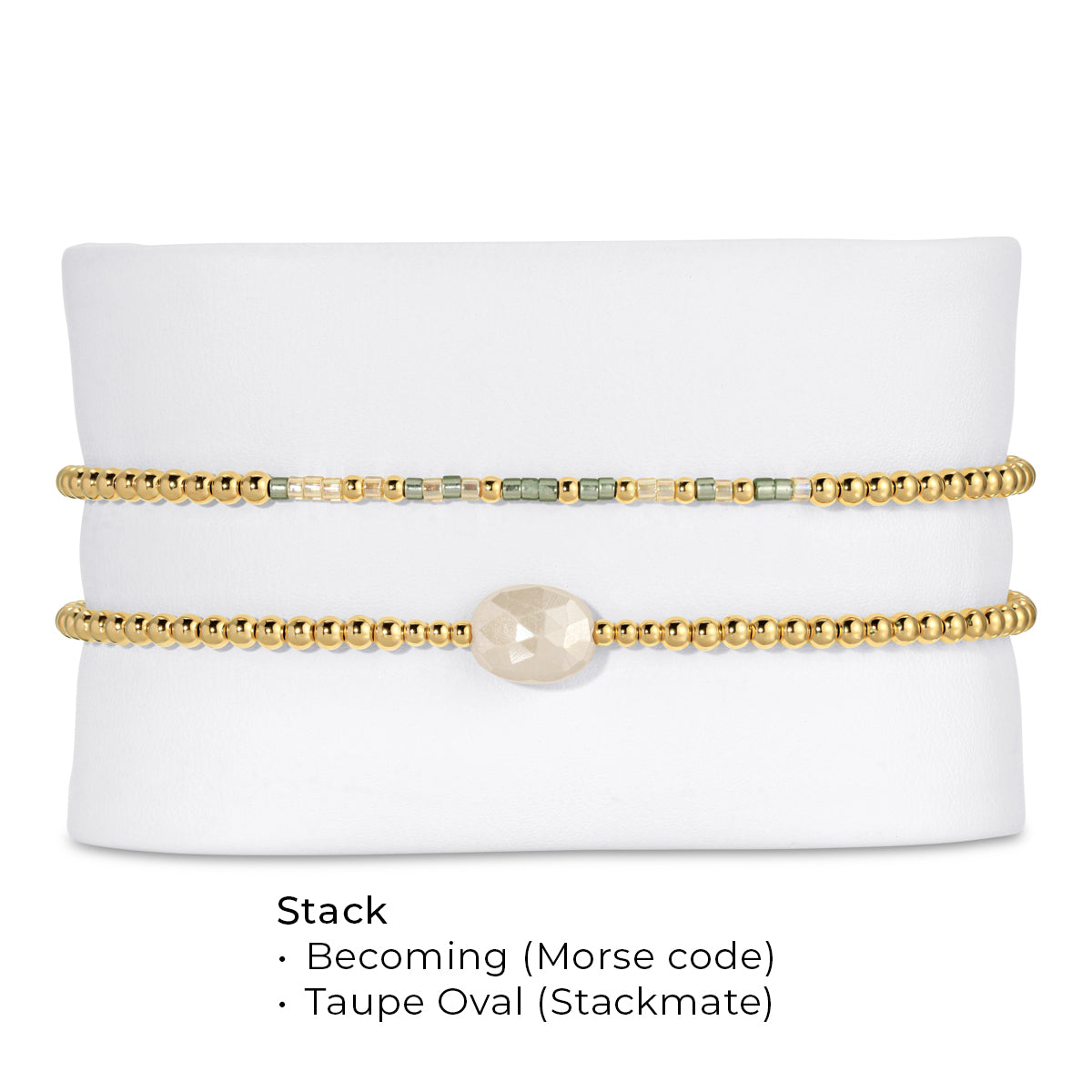 Gold Beads and Taupe Gem