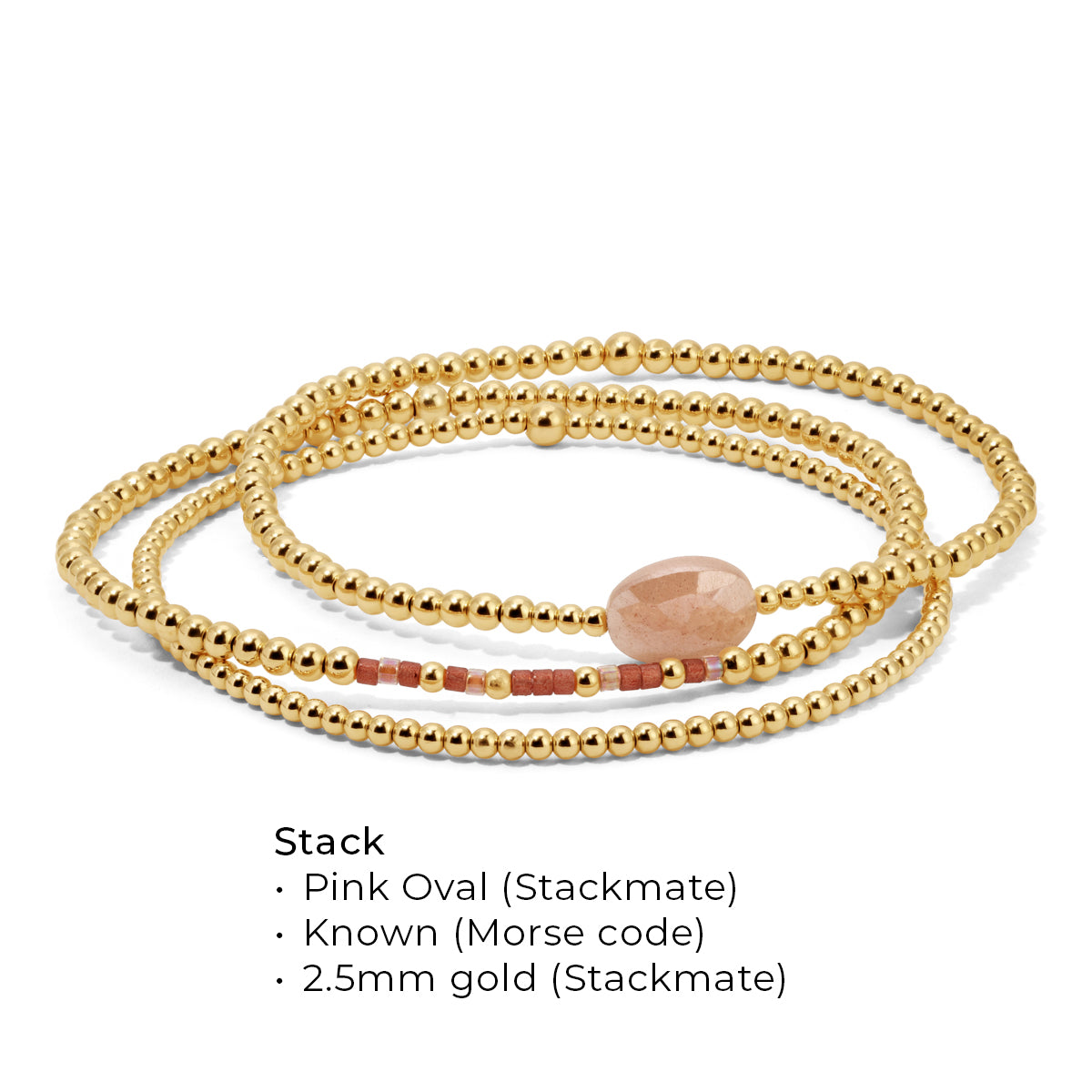 Gold Beads and Light Pink Gem