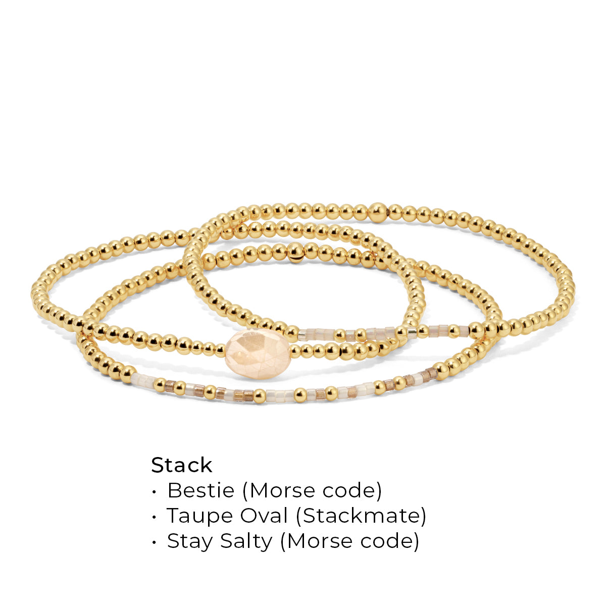 Gold Beads and Taupe Gem