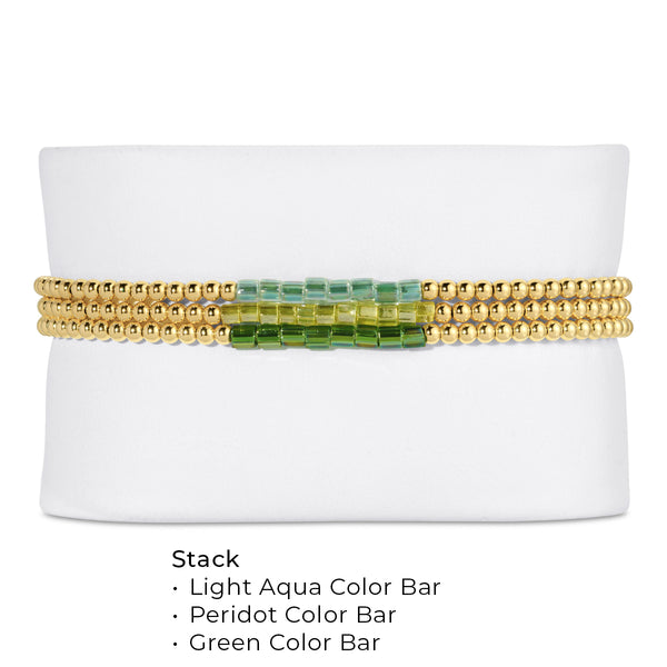 Color Bar - Green | Stackmate | 14K Gold-Filled Bead Bracelet - Dot ...
