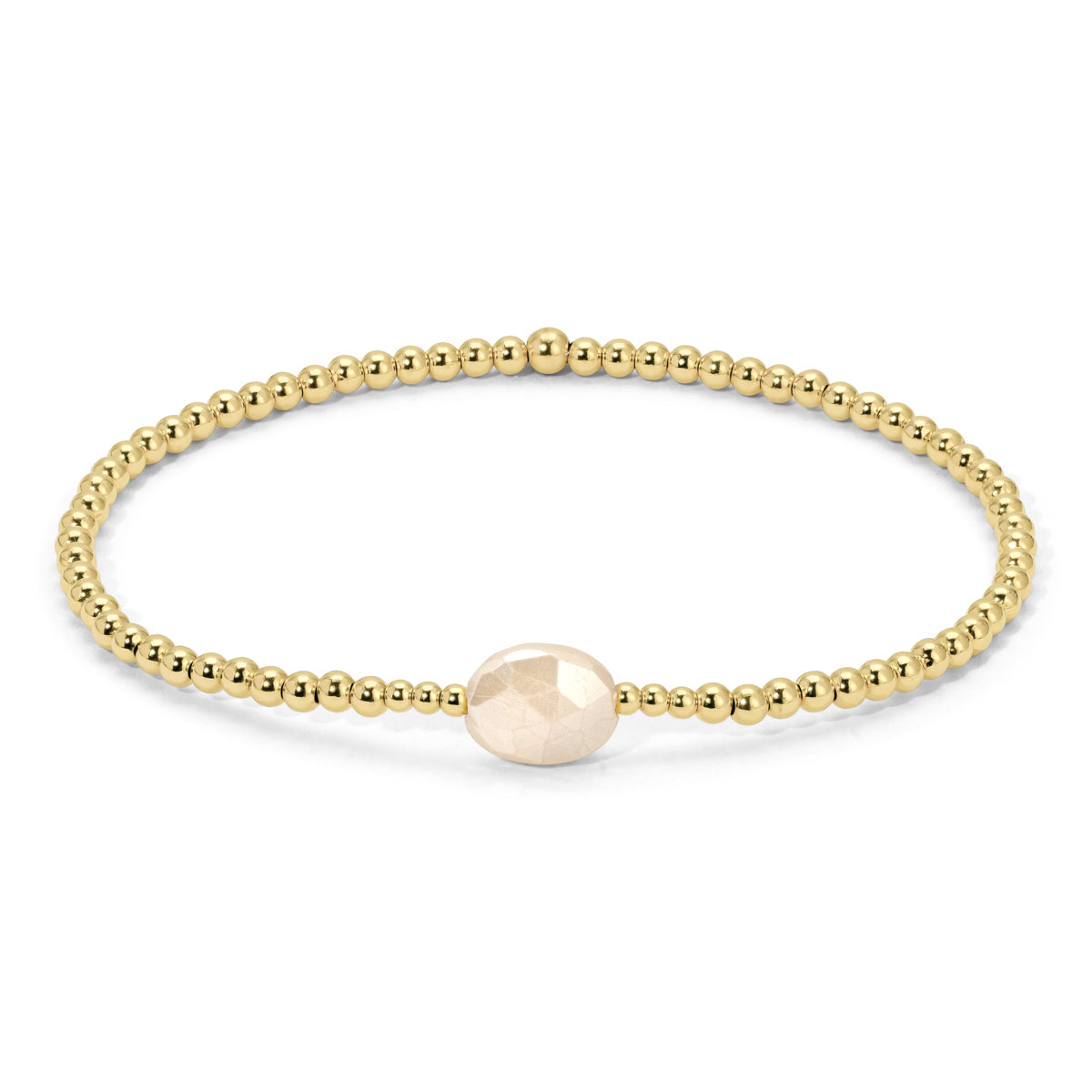 Gold Beads and Taupe Gem